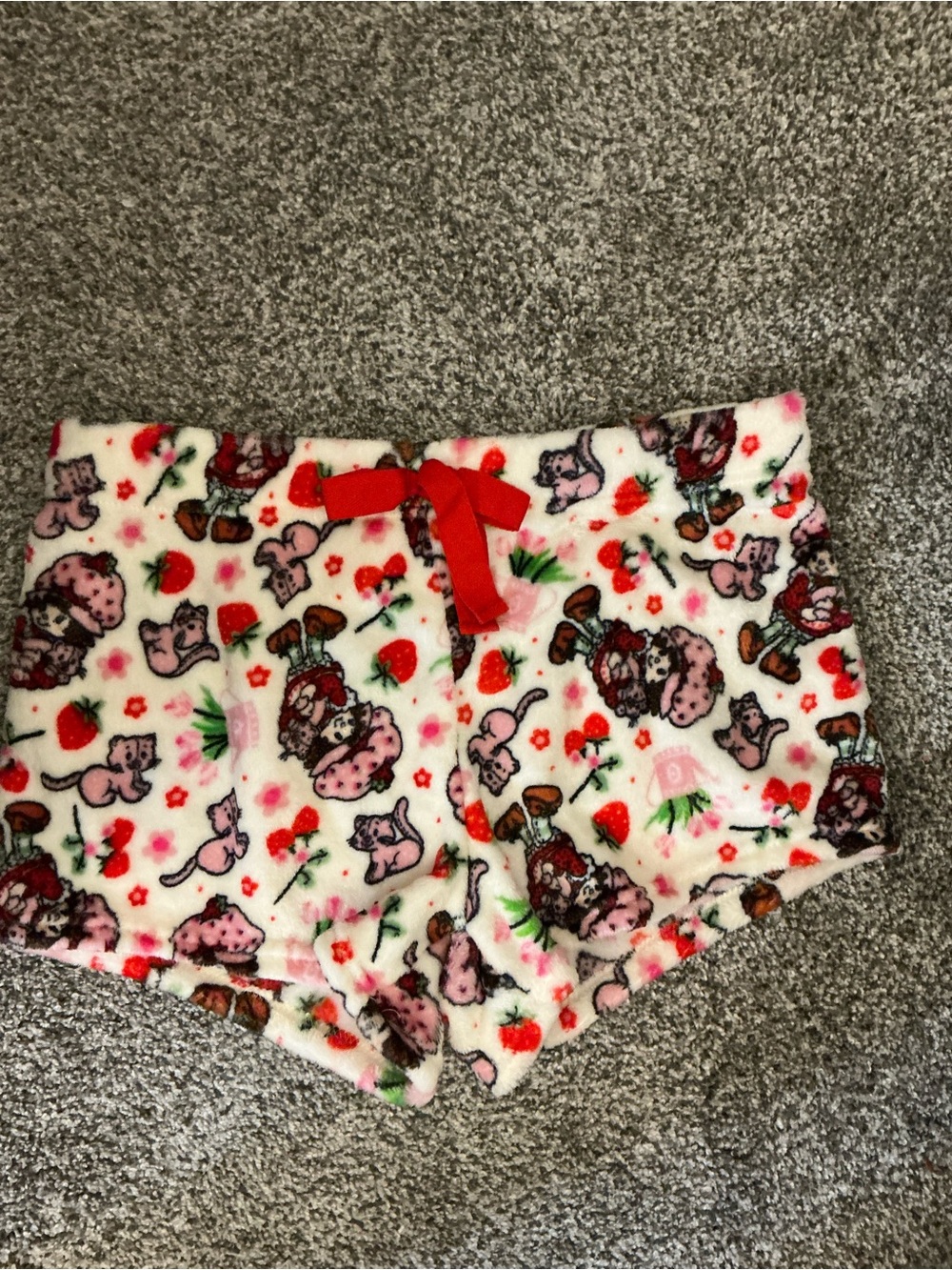 Strawberry Shortcake Plush Fleece Pajama Lounge Shorts NWOT XL